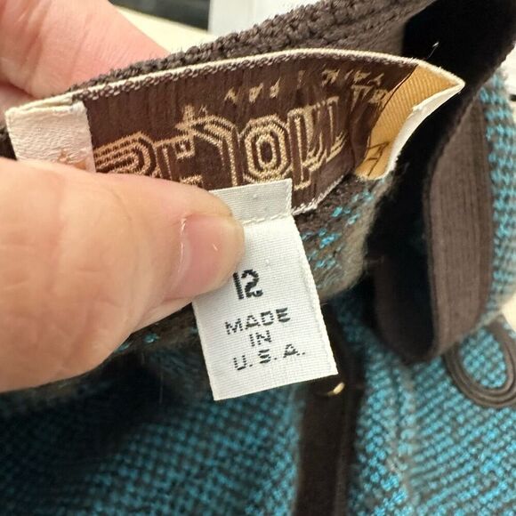 St. John Vintage 1970s V-Neck Green Brown‎ Buttoned Knit Sweater Cardigan Sz 12 - Picture 9 of 9